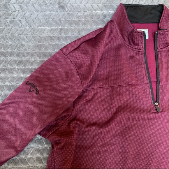 Men's Callaway 1/4 Zip Pullover Sweatshirt XL Maroon Polyester Golf Golfer - Picture 8 of 11